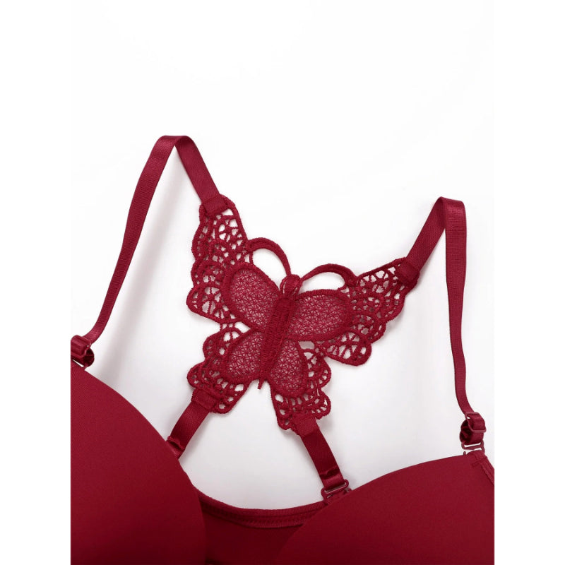 Elegant Butterfly Back Front-Closure Push-Up Bra & Panty Set for Women – Comfortable Everyday Lingerie