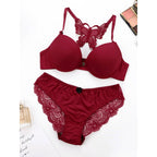 Elegant Butterfly Back Front-Closure Push-Up Bra & Panty Set for Women – Comfortable Everyday Lingerie